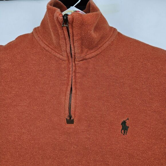 Polo Ralph Lauren Sweater Mens Small Long Sleeve Orange 1/4 Zip Cotton‎ Preppy - Picture 2 of 11